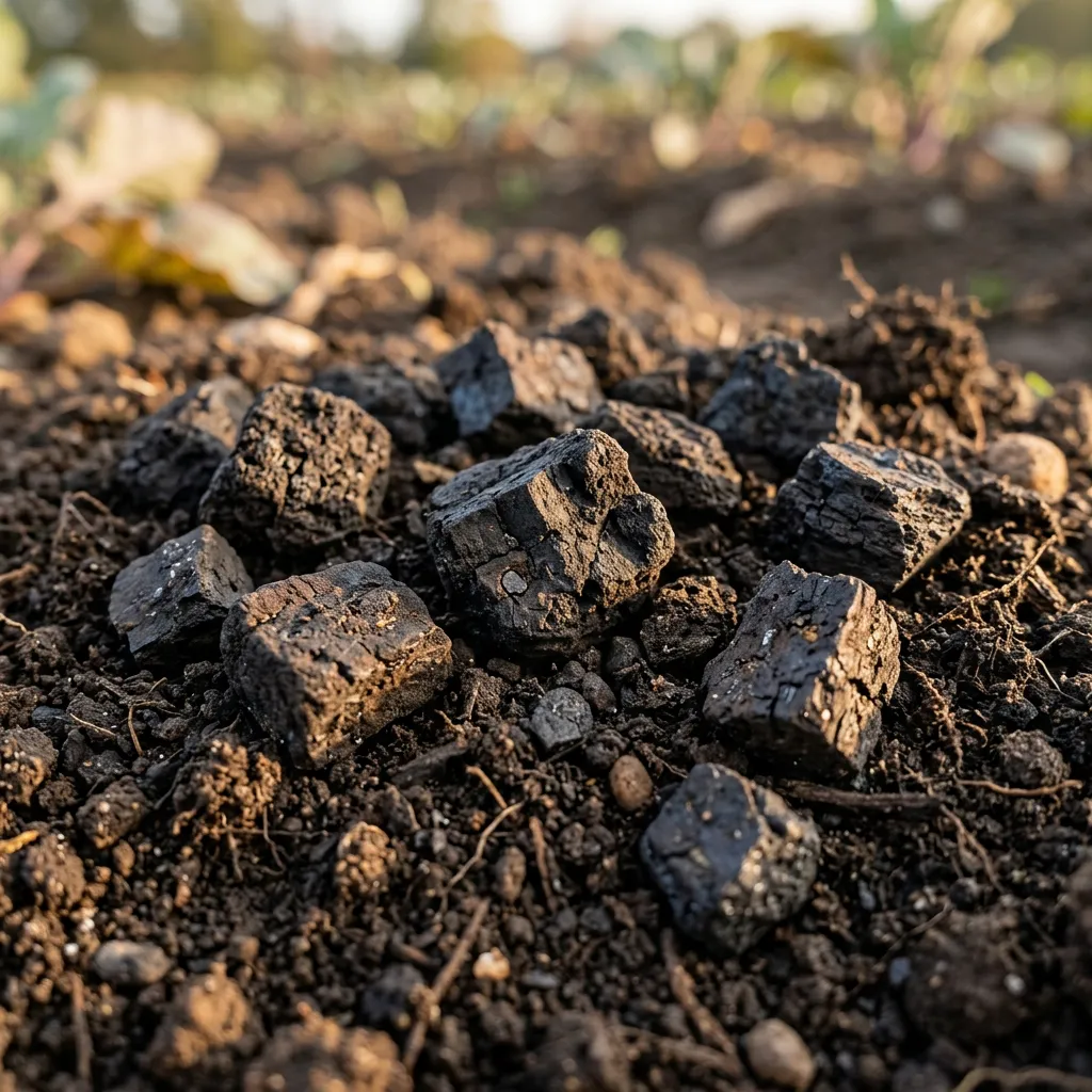 Leonardite naturale nel terreno agricolo